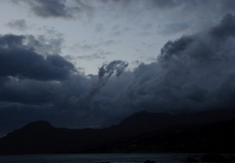 storm clouds hang over Plakias Bay